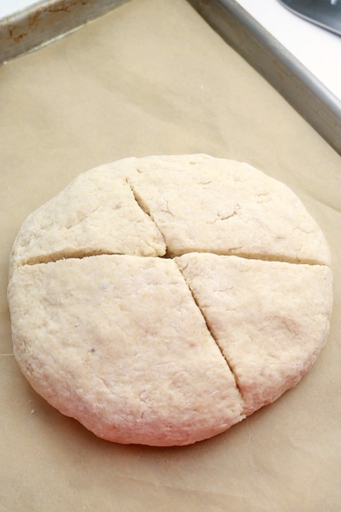 Cut a slit into the dough to allow steam to escape