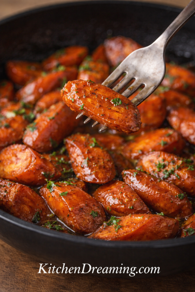 Glazed Carrots Recipe Stovetop Easy 20 Minute Method 5 glazed carrots recipe stovetop close up fork bite with glossy brown sugar glaze