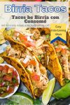 A pinterest Pin image for Mexican Chicken Birria Tacos Recipe.