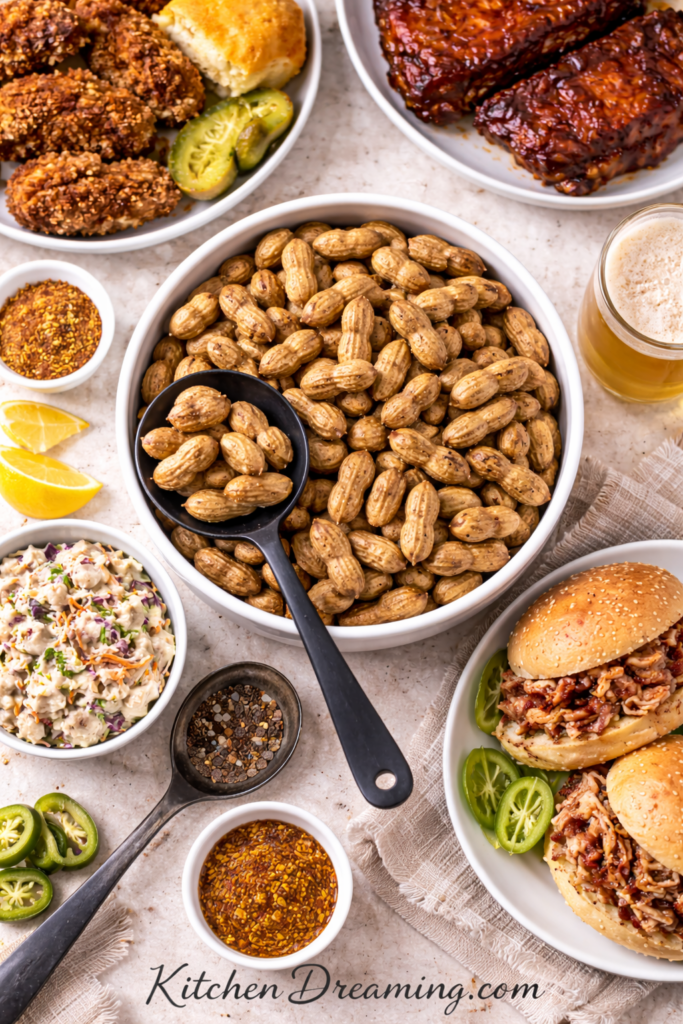 Crock Pot Boiled Peanuts (Easy Slow Cooker Recipe) 4 Crock pot boiled peanuts served with Southern side dishes and barbecue.