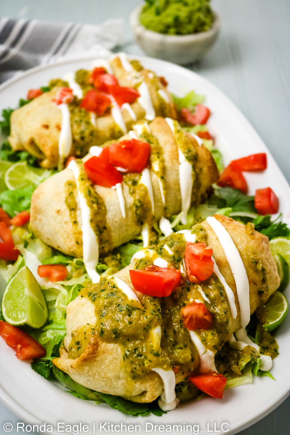 Baked Chimichangas with Chile Verde Sauce