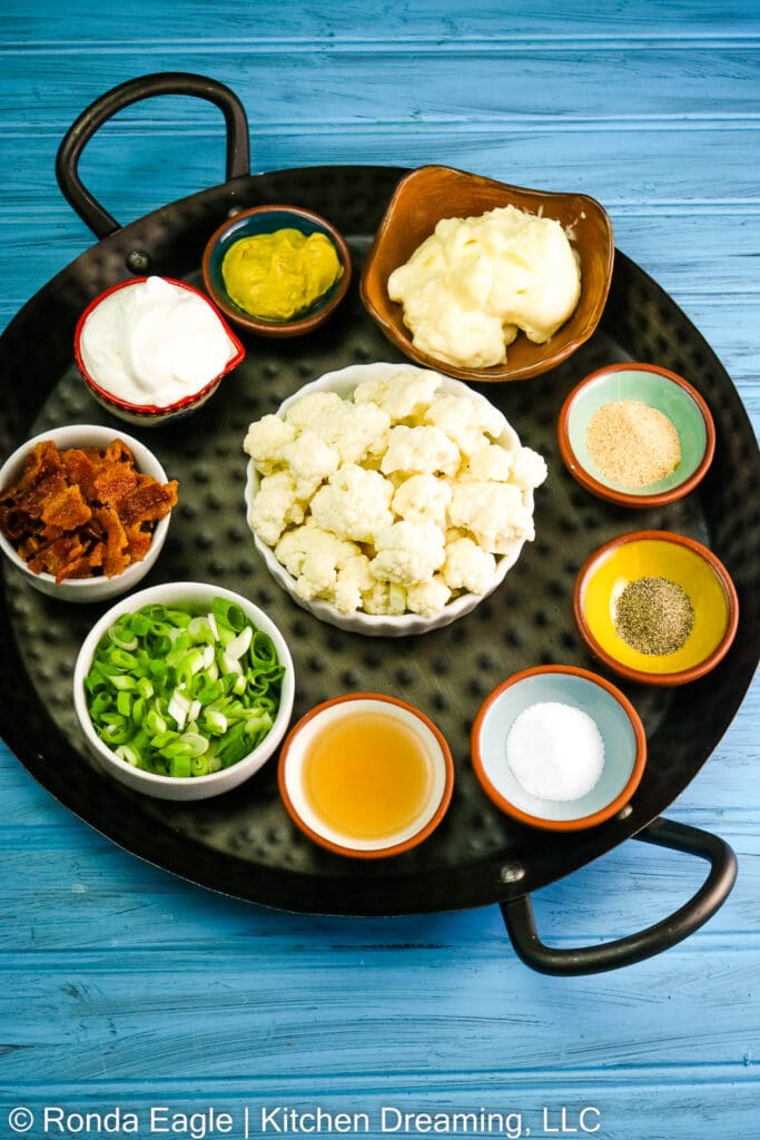 Ingredients for keto cauliflower salad.