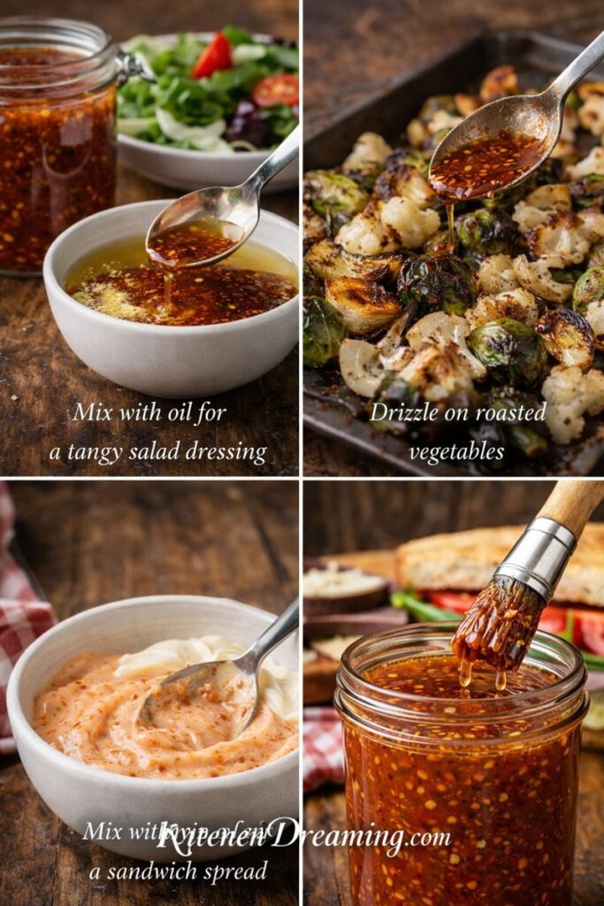 Ways to use leftover Carolina mopping sauce, vinegar BBQ mop sauce repurposed as dressing, vegetable drizzle, and sandwich spread.