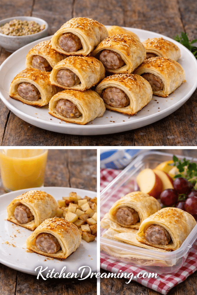 Leftover sausage rolls with puff pastry repurposed for breakfast, snacks, and easy lunches using whole sausage link rolls.