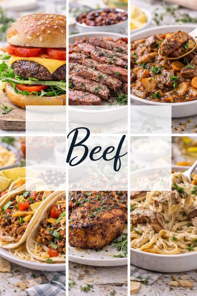 beef recipes including burgers, steaks, ground beef, and easy dinner ideas