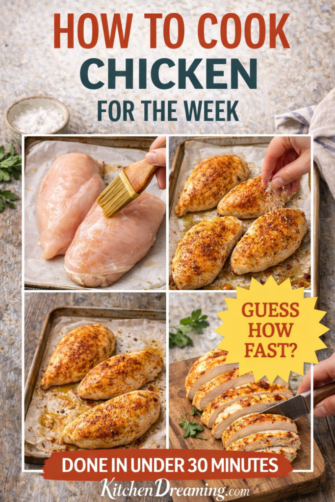 Chicken Meal Prep for the Week: One Simple Method, Endless Meals 11 Step-by-step process showing chicken meal prep for the week from seasoning to slicing.