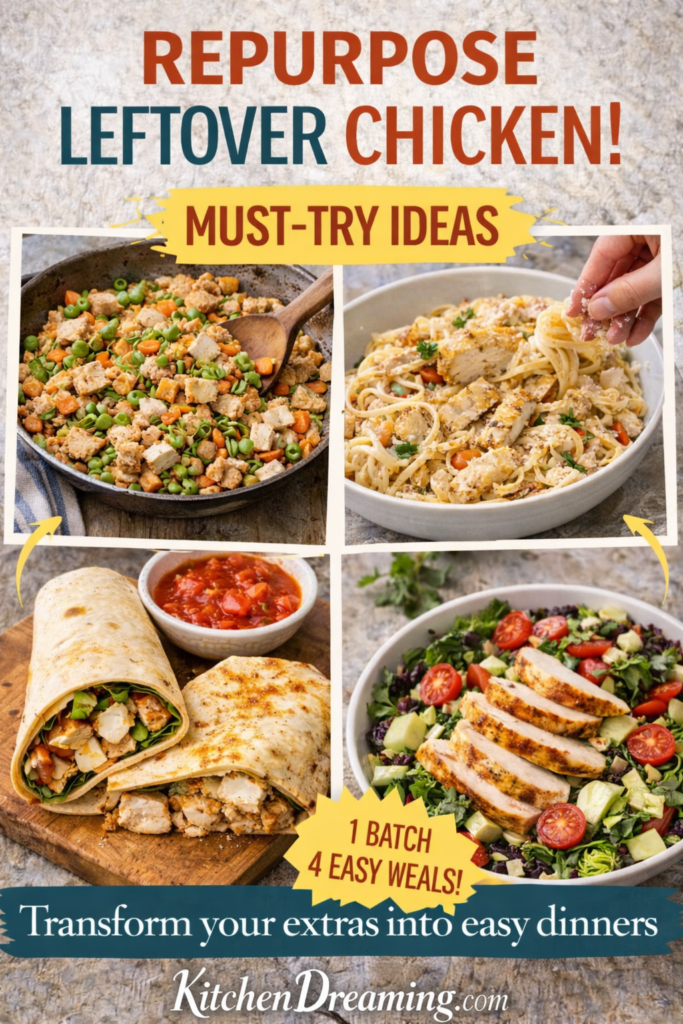 Chicken Meal Prep for the Week: One Simple Method, Endless Meals 13 Creative leftover ideas using chicken meal prep for the week in pasta and wraps.