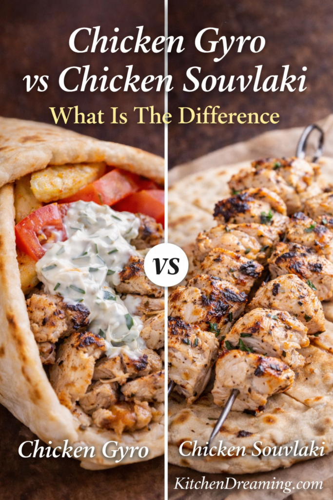Chicken Gyro Meat Recipe Better Than Takeout 11 Not sure whether to make chicken gyro meat or chicken souvlaki? Learn the difference between thin sliced chicken gyro meat and skewered souvlaki. This comparison explains cooking method, texture, and serving style so you can choose the right Greek chicken recipe. Save this guide before your next Mediterranean dinner night.