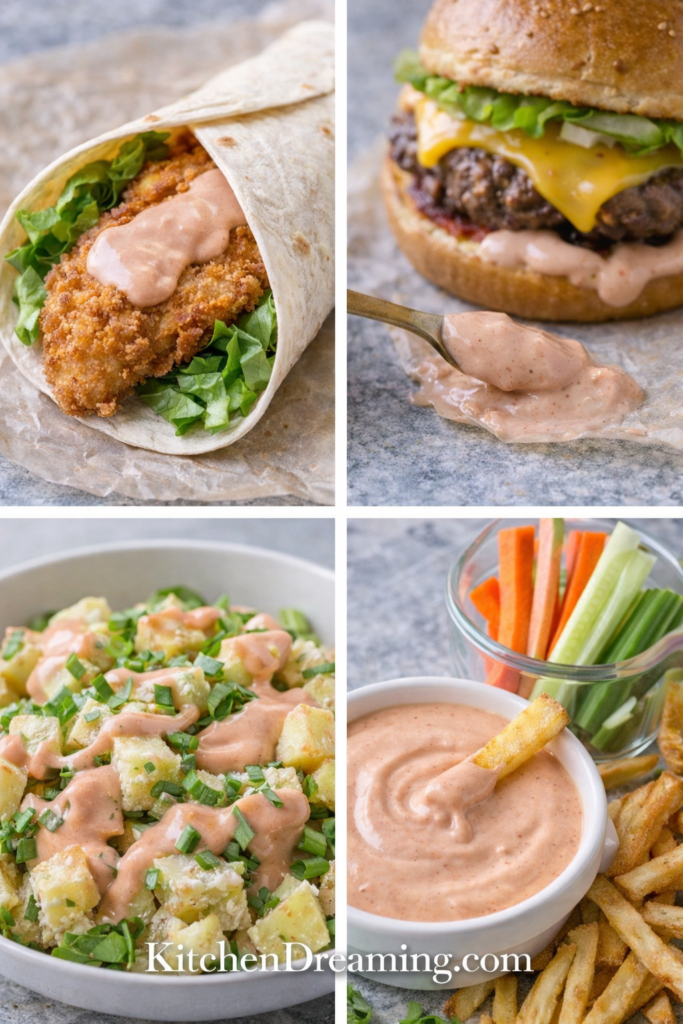 Classic Fry Sauce Recipe – Easy 5-Minute Dipping Sauce 5 Leftover fry sauce used in burger wrap potato salad and vegetable dip.