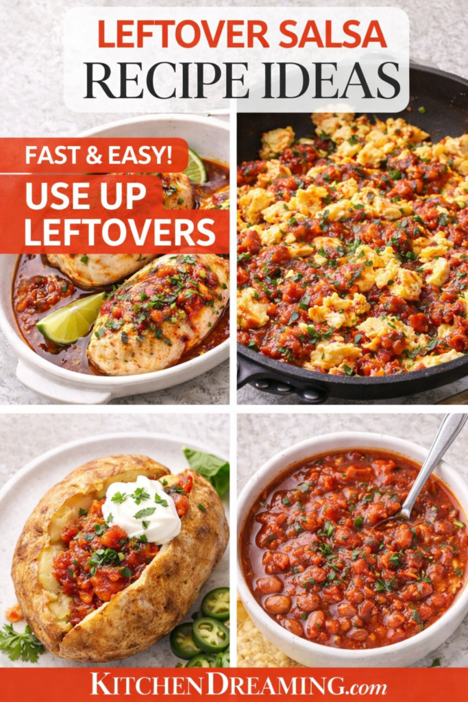 Easy Blender Salsa Recipe (Restaurant Style Salsa in 5 Minutes) 13 Blender salsa recipe leftovers repurposed in a four-image meal collage.