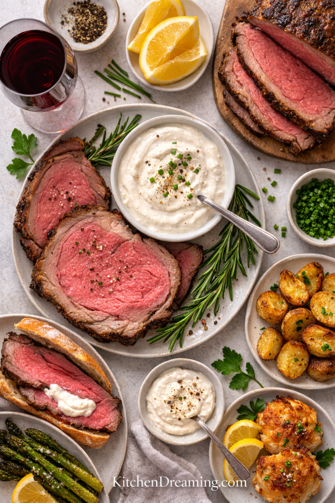 Creamy Horseradish Sauce 4 Horseradish sauce for prime rib served with steak and roasted potatoes.