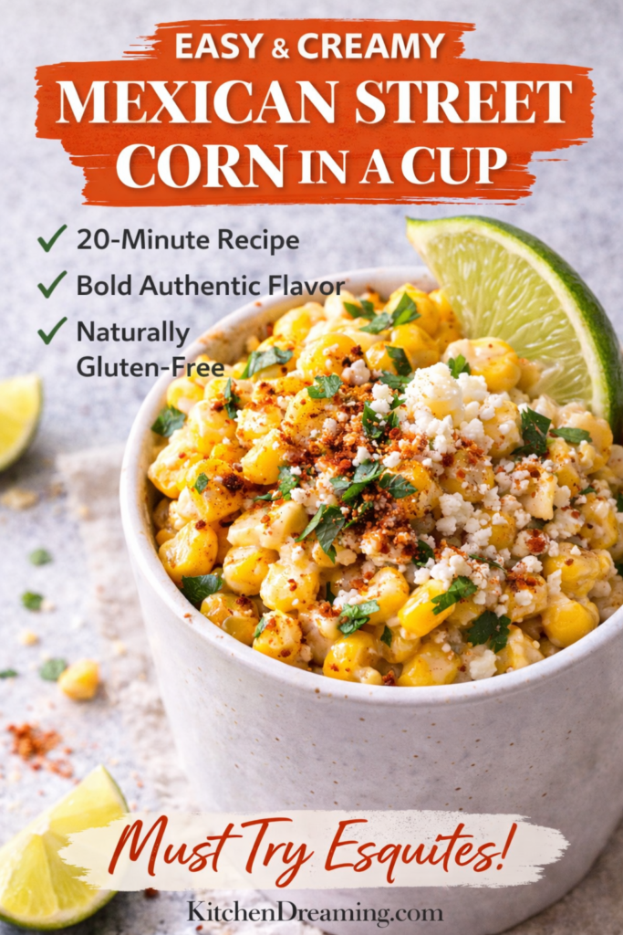 Authentic Esquites (Mexican Street Corn in a Cup) 9 Esquites Mexican street corn in a cup with cotija, lime, and chili powder.