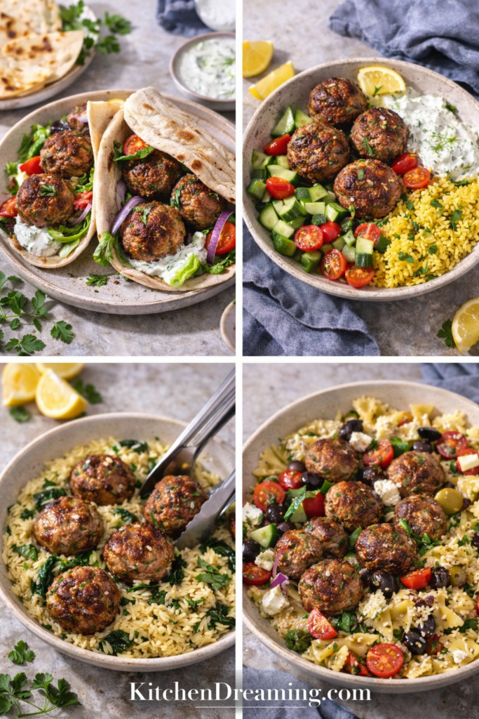 Greek Meatballs (Keftedes) – Authentic, Juicy & Easy Recipe 5 Greek Meatballs repurposed into wraps, bowls, pasta, and rice dishes.