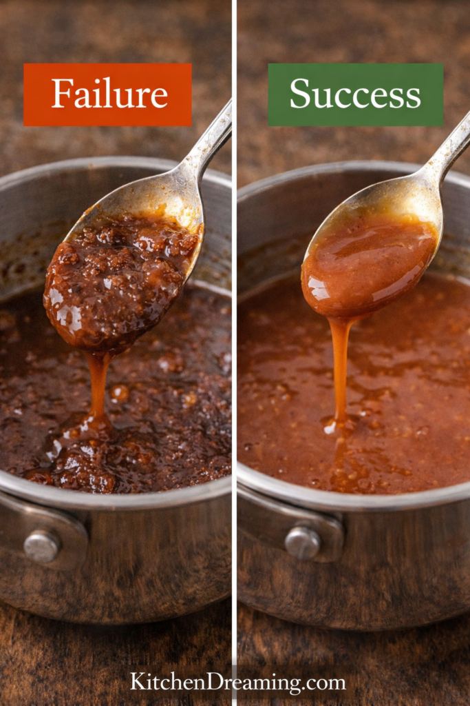 How to Make Homemade Caramel Sauce (Easy Foolproof Recipe) 5 How to make homemade caramel with a burnt caramel versus perfect amber color comparison.
