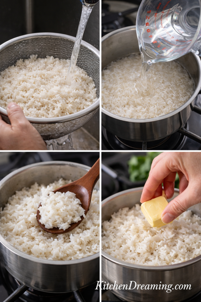 How to Cook Jasmine Rice (Perfect Fluffy Jasmine Rice) 3 How to cook jasmine rice step by step including rinsing, simmering, and fluffing rice.