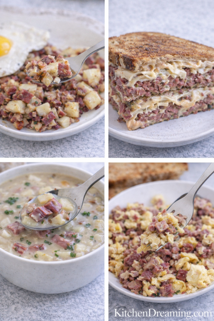 Instant Pot Corned Beef and Cabbage (Tender & Juicy) 5 Leftover instant pot corned beef and cabbage used in hash and sandwiches.