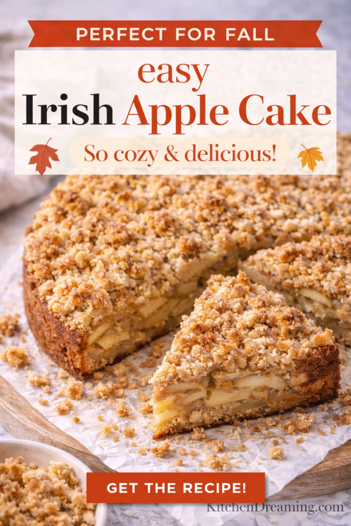 Irish Apple Cake Recipe with Crumble Topping (Traditional Family Favorite) 13 Easy irish apple cake recipe with crumble topping and visible apple layers.