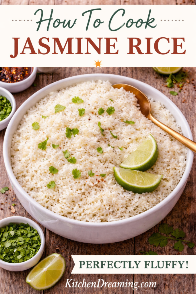 How to Cook Jasmine Rice (Perfect Fluffy Jasmine Rice) 9 How to cook jasmine rice perfectly with fluffy grains in a bowl.