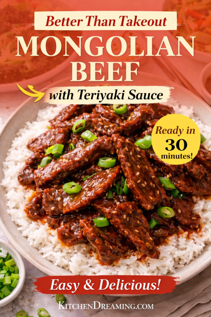 Mongolian Beef with Homemade Teriyaki Sauce (Easy Better Than Takeout) 9 mongolian beef with homemade teriyaki sauce served over white rice.