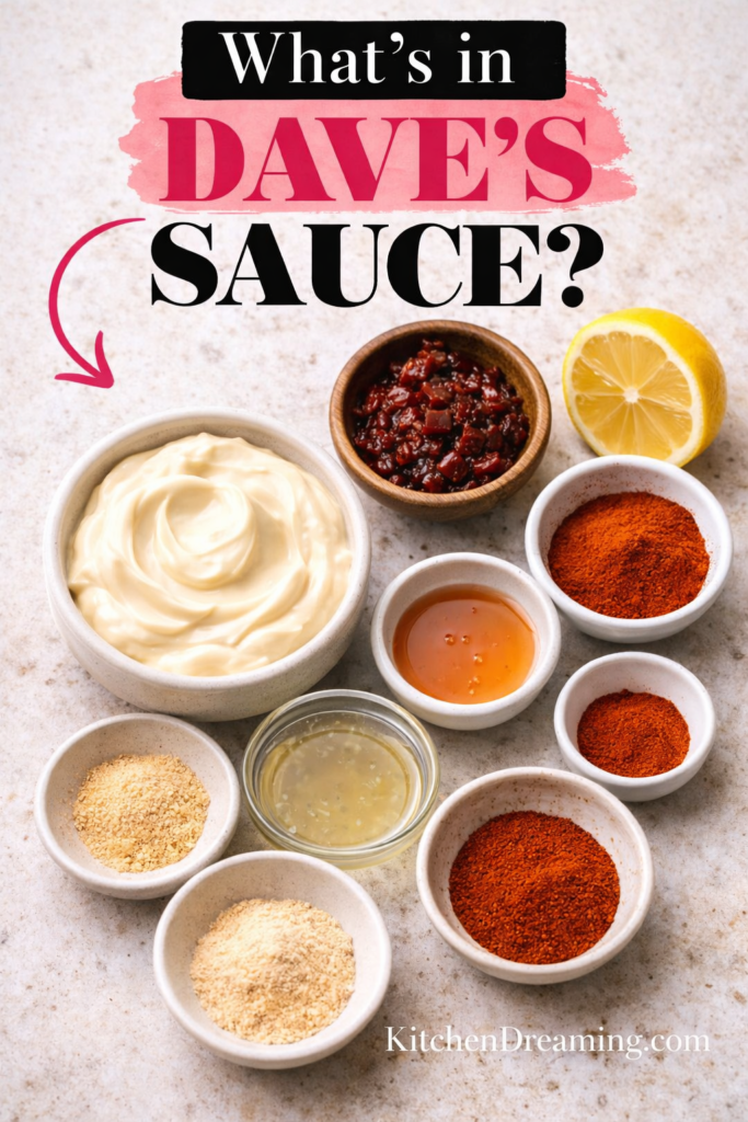Dave’s Hot Chicken Sauce Recipe (Easy Copycat Version) 10 ingredients for dave’s hot chicken sauce recipe arranged in flat lay.