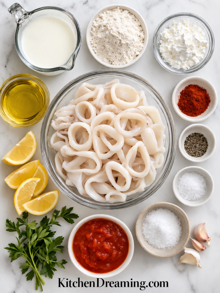 Crispy Fried Calamari (Better Than Restaurant Style + Air Fryer Option) 2 Fried Calimari IMG 2