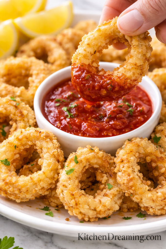 Crispy Fried Calamari (Better Than Restaurant Style + Air Fryer Option) 7 Fried Calimari IMG 6