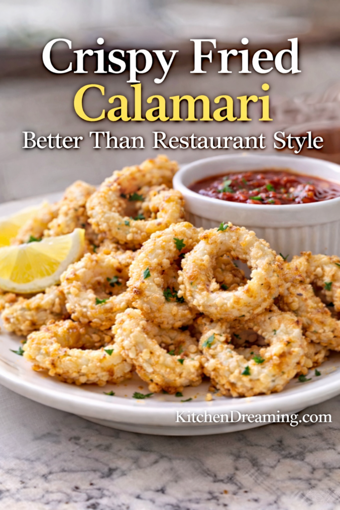 Crispy Fried Calamari (Better Than Restaurant Style + Air Fryer Option) 10 Fried Calimari PIN 1