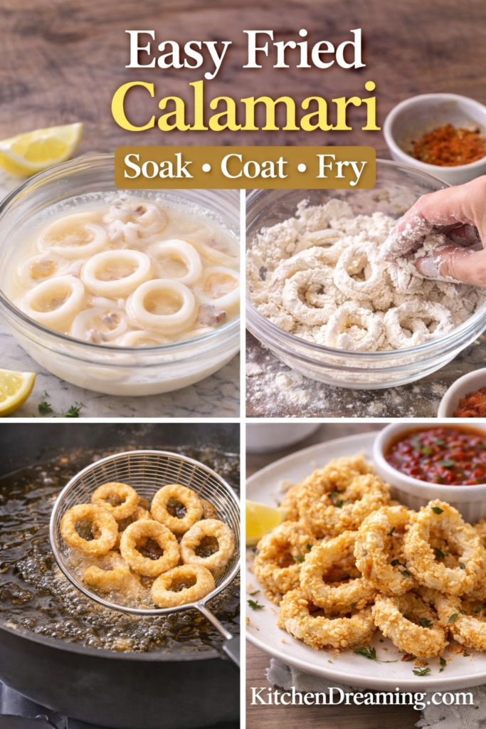 Crispy Fried Calamari (Better Than Restaurant Style + Air Fryer Option) 12 Fried Calimari PIN 3