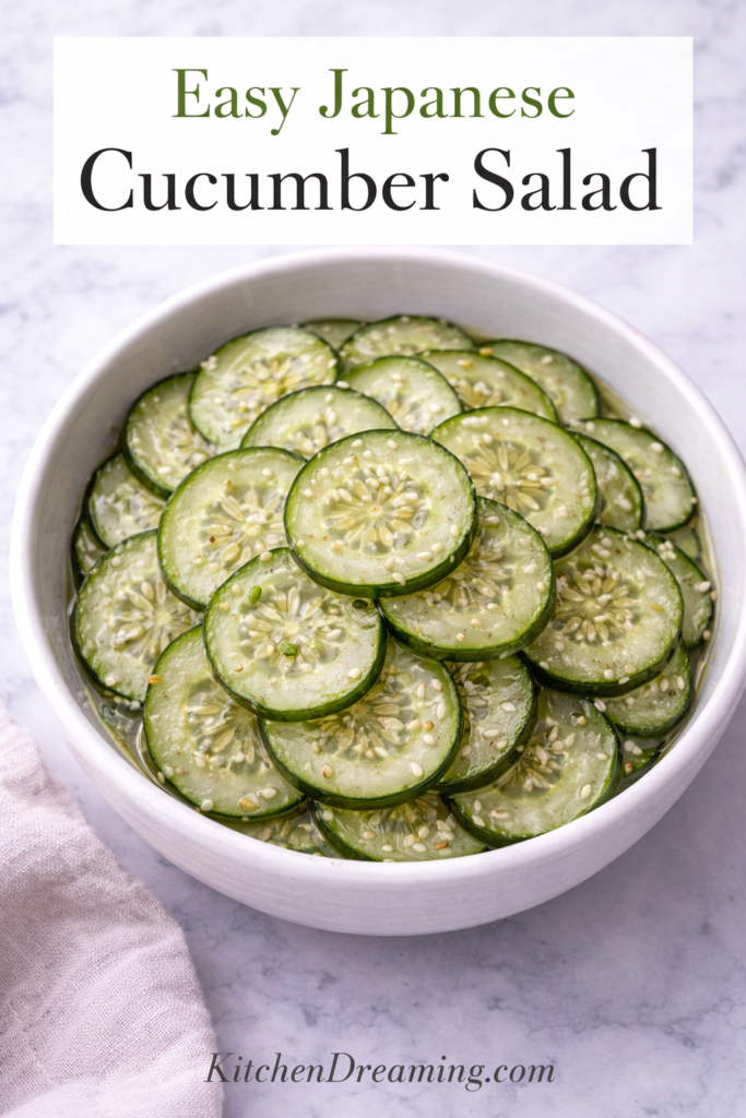 Japanese Cucumber Salad (Sunomono Recipe) Easy and Refreshing 9 Japanese cucumber salad with sesame seeds in a bowl.