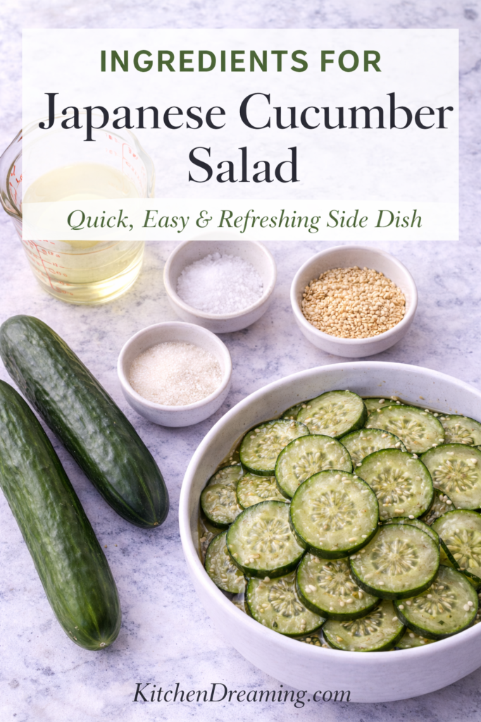 Japanese Cucumber Salad (Sunomono Recipe) Easy and Refreshing 10 Ingredients for Japanese cucumber salad with cucumbers and vinegar.