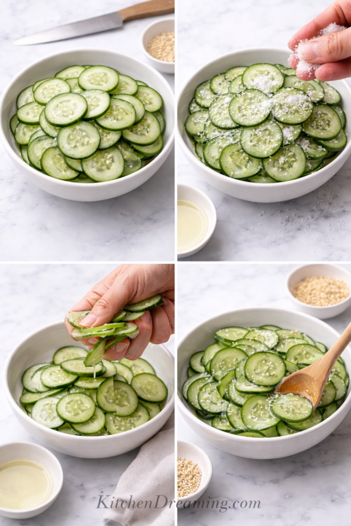 Japanese Cucumber Salad (Sunomono Recipe) Easy and Refreshing 3 Steps to make Japanese cucumber salad with sliced cucumbers.