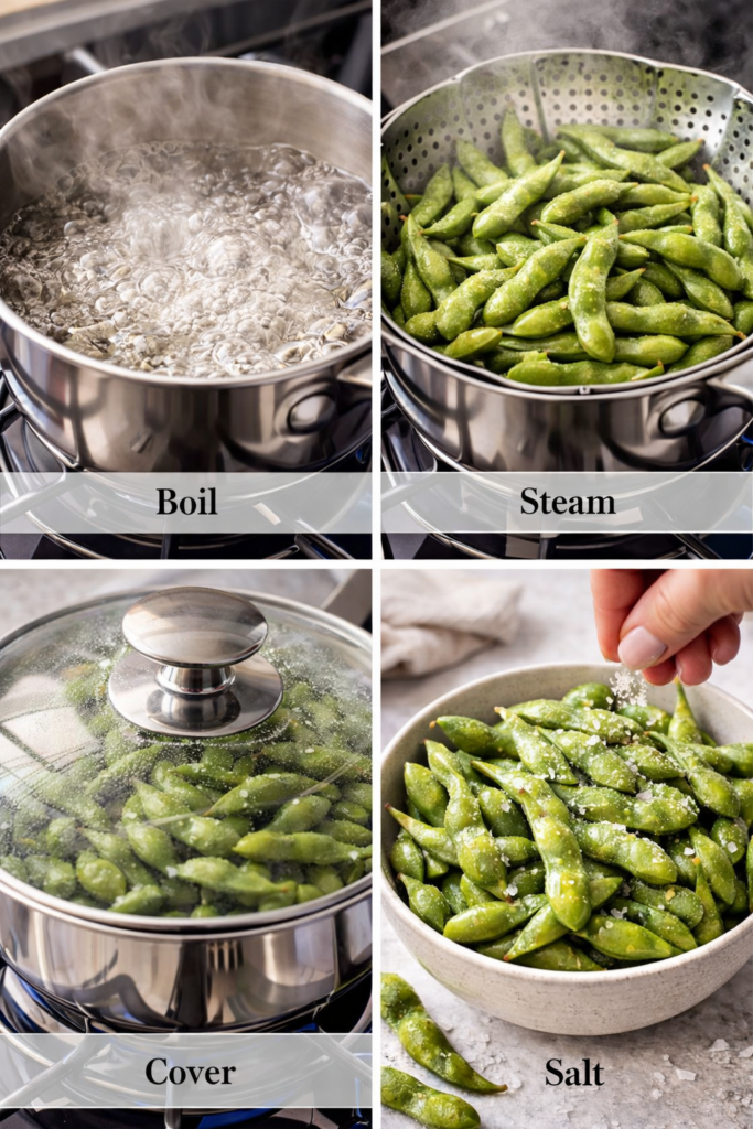 Steamed Edamame Recipe Ready in Minutes 3 how to make steamed edamame step by step steaming process
